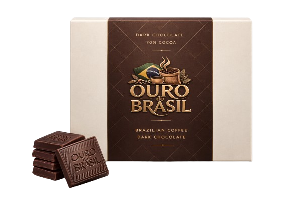 Carrés de Chocolat Noir 70% au Café Brésilien - Ouro do Brasil